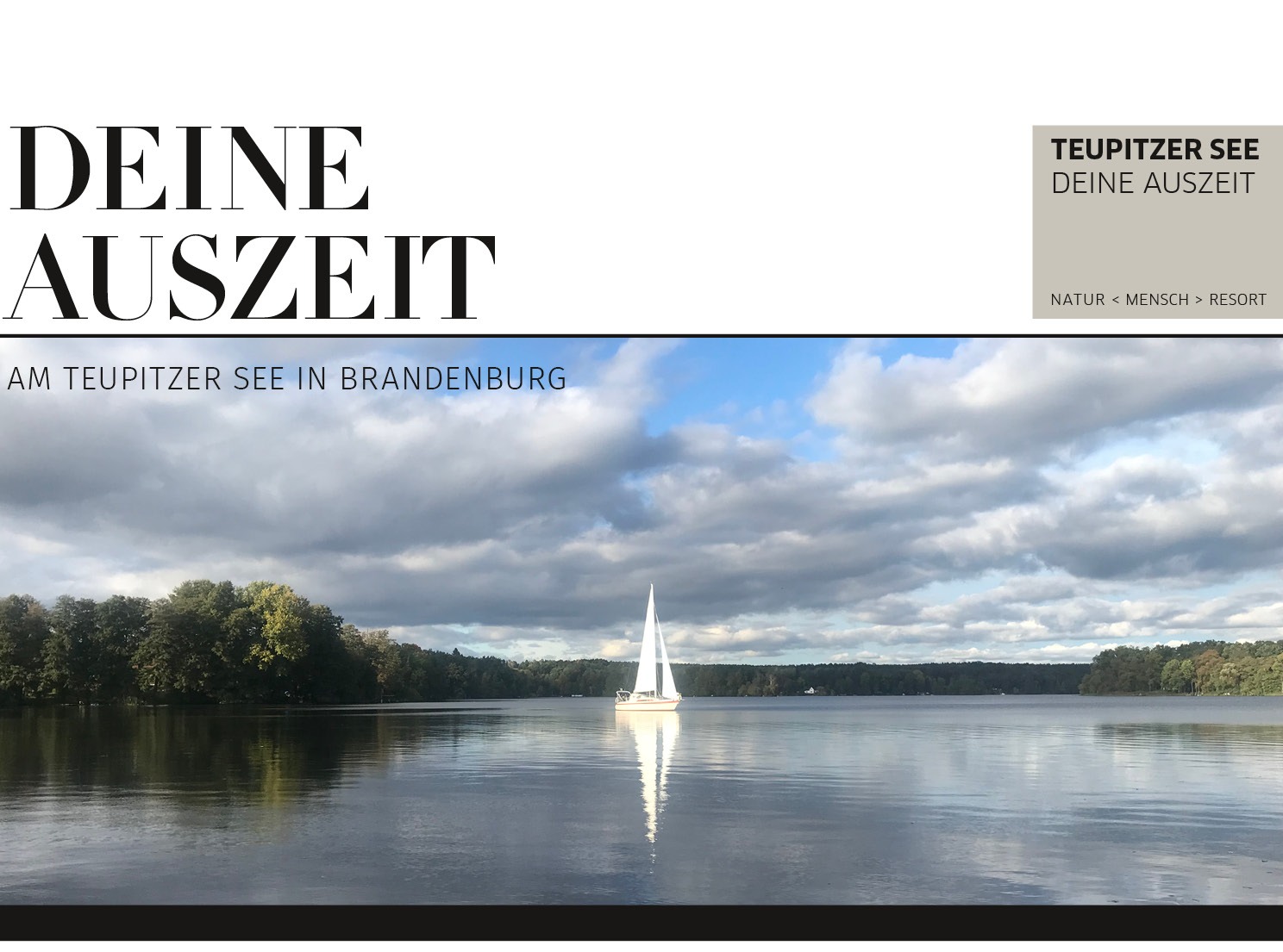 Titel-Konzept Ferienpark Teupitz Segelboot auf Teupitzer See in Brandenburg .braunmitbraun