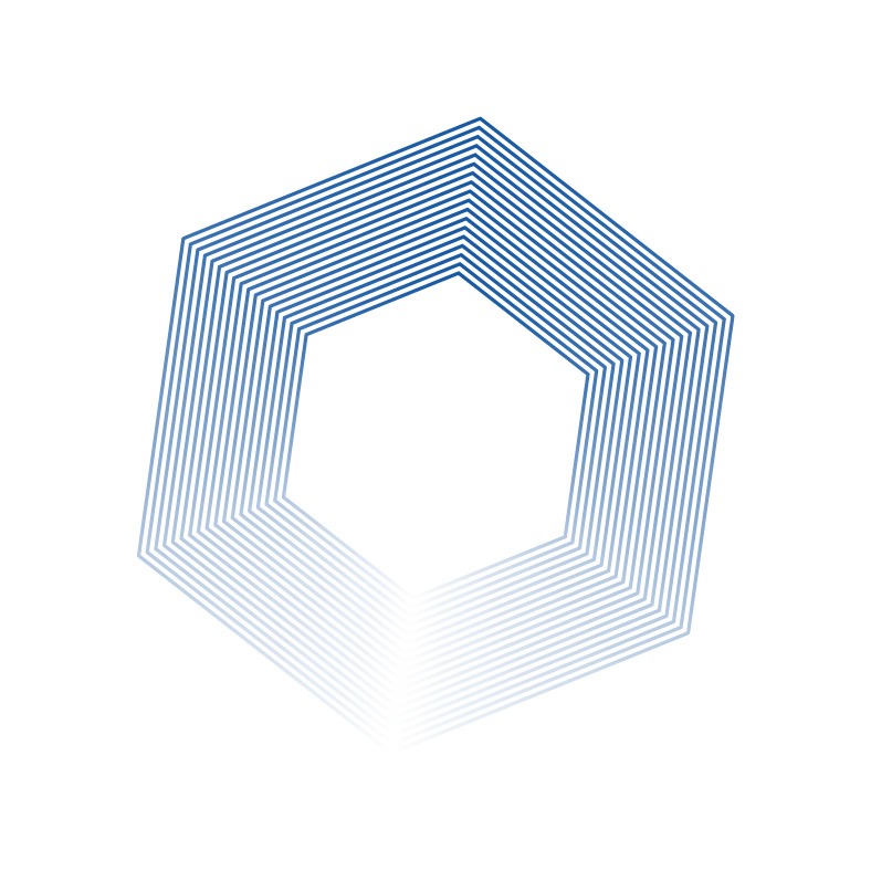 Blaues Hexagonales Design .braunmitbraun Grafik eines blauen hexagonalen Musters auf weißem Hintergrund .braunmitbraun